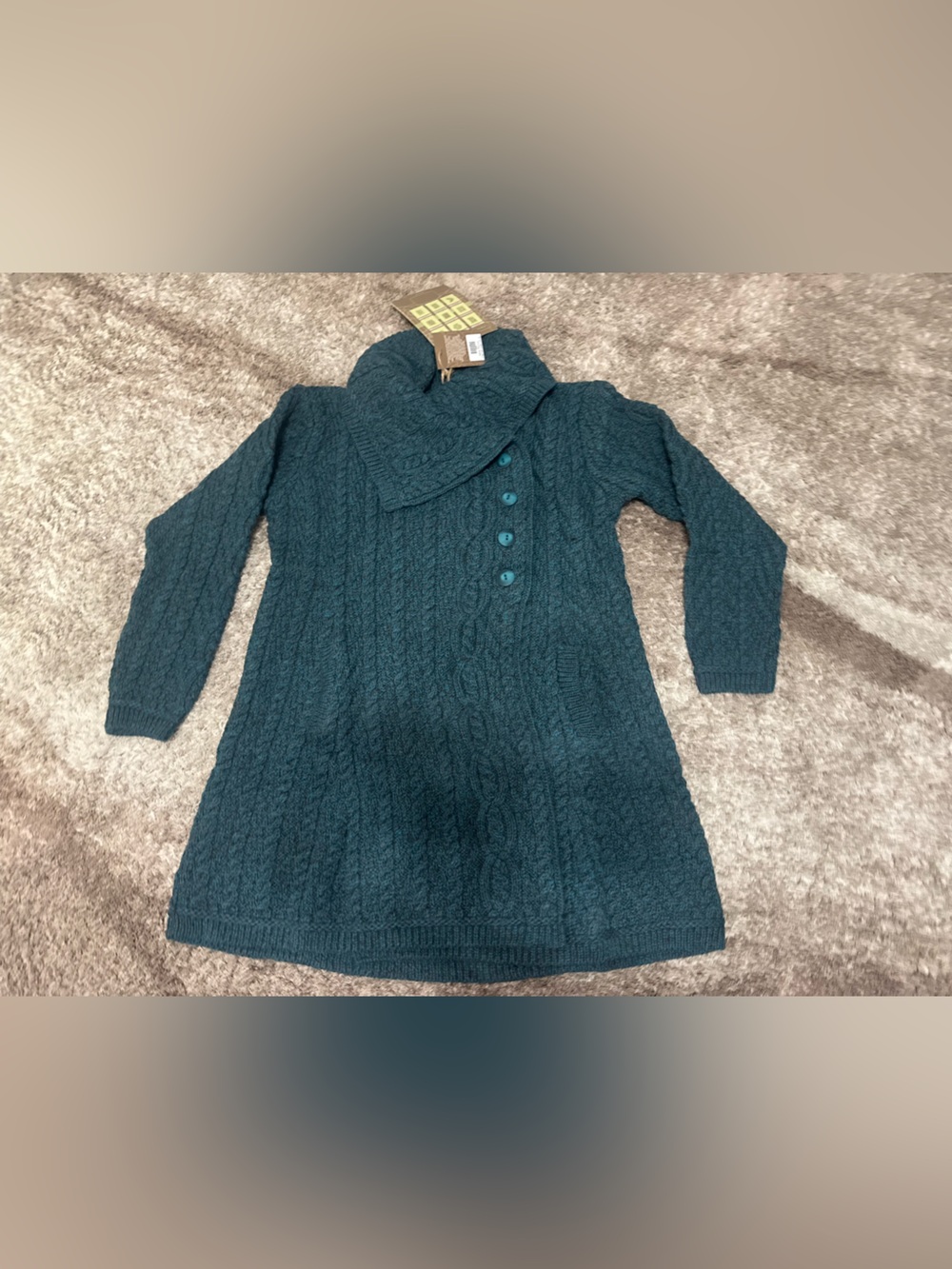 Aran Women's Aran Long Button Cable & Diamond Coat - Picture 1 of 3